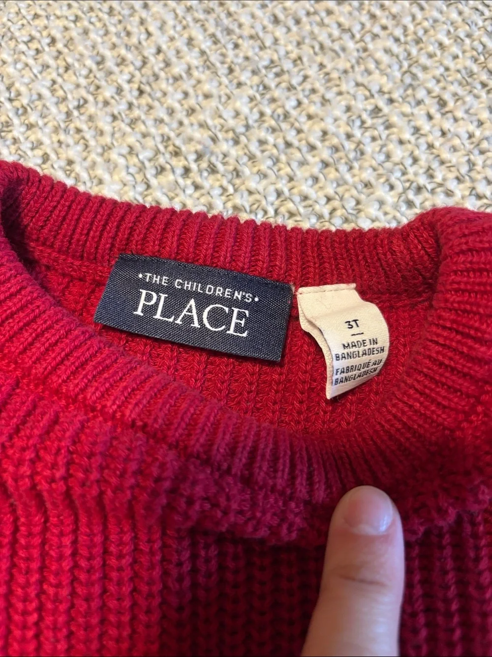 The Children's Place Red Ribbed Crewneck Sweater